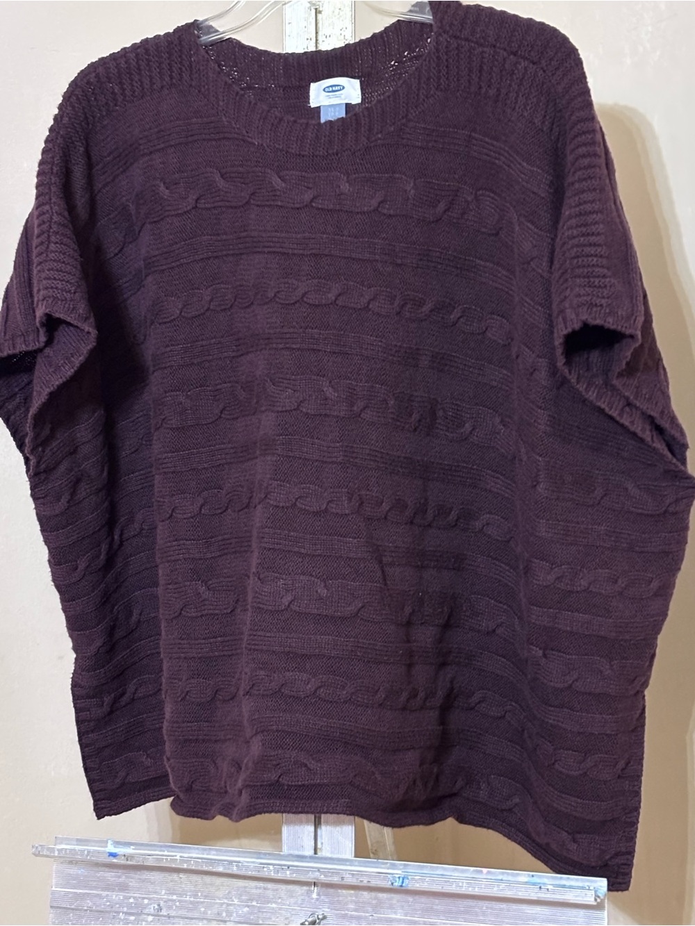Old Navy Women’s Cable Knit Sweater XS/S Plum Purple Textured Crew Neck Cozy